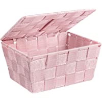 WENKO Cesta para el baño Adria con tapa rosa - cesta para el baño con tapa- Polipropileno- 19 x 10 x 14 cm- Rosa